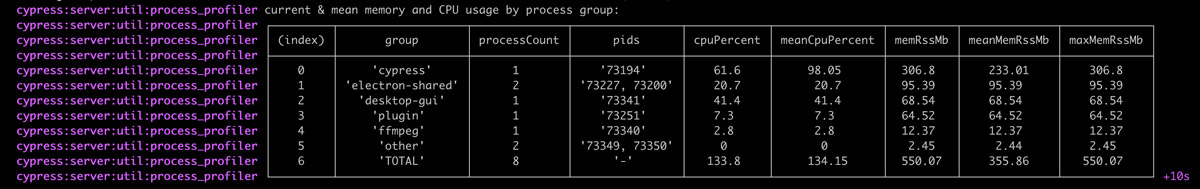 Process printout of Cypress in CLI