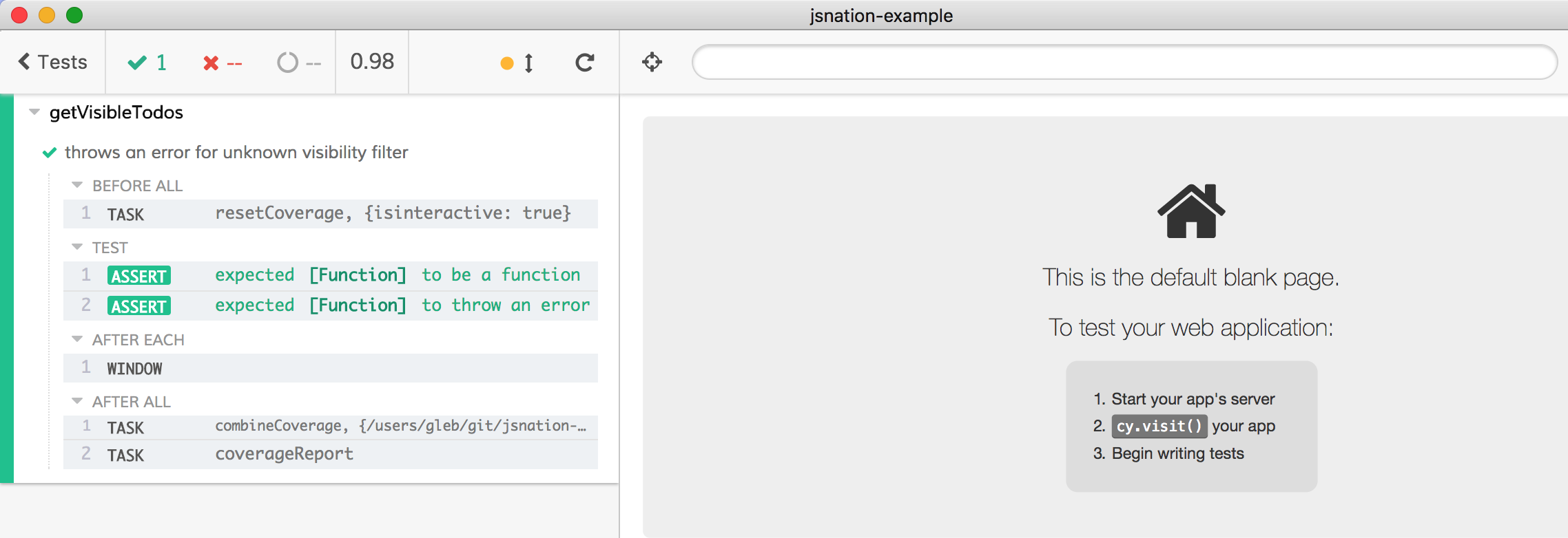 Unit test for selector